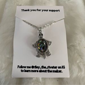 Handmade Necklace - Seascape Sea Turtle 🐢 Pendent